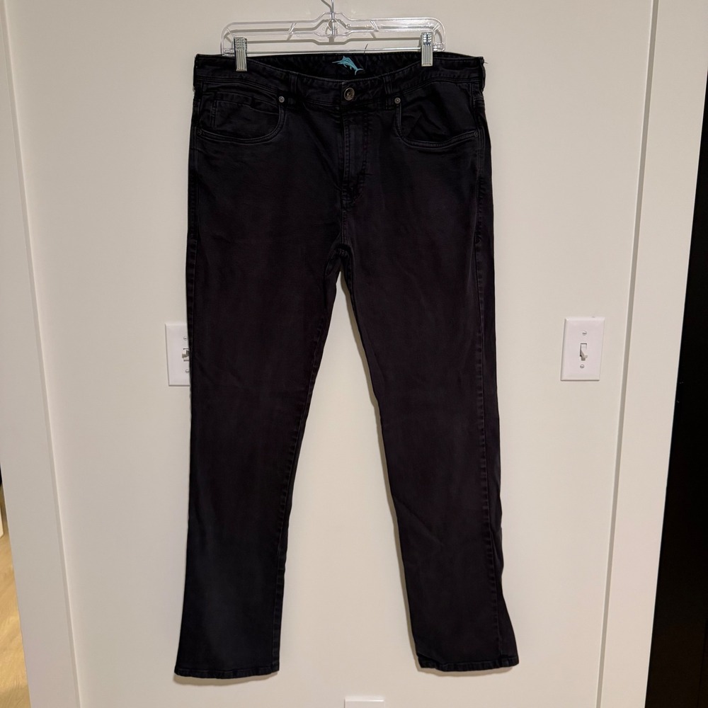 Tommy Bahama Boracay 5-Pocket Straight Leg Pants Mens 36x34 Black Cotton Blend